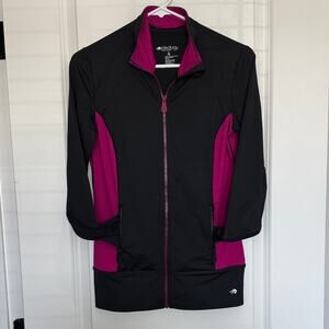 Ideology Women's Black and Magenta Bomber Jacket